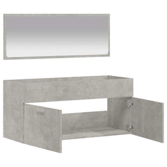 vidaXL Bathroom Cabinet with Mirror Concrete Grey Engineered Wood 4
