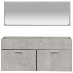 vidaXL Bathroom Cabinet with Mirror Concrete Grey Engineered Wood 5