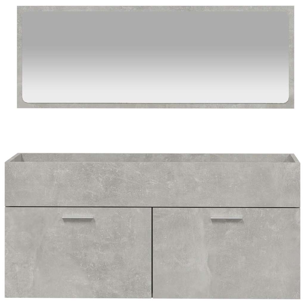 Bathroom Cabinet with Mirror Engineered Wood Concrete grey