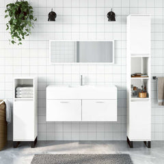 Bathroom Cabinet with Mirror Engineered Wood High gloss white
