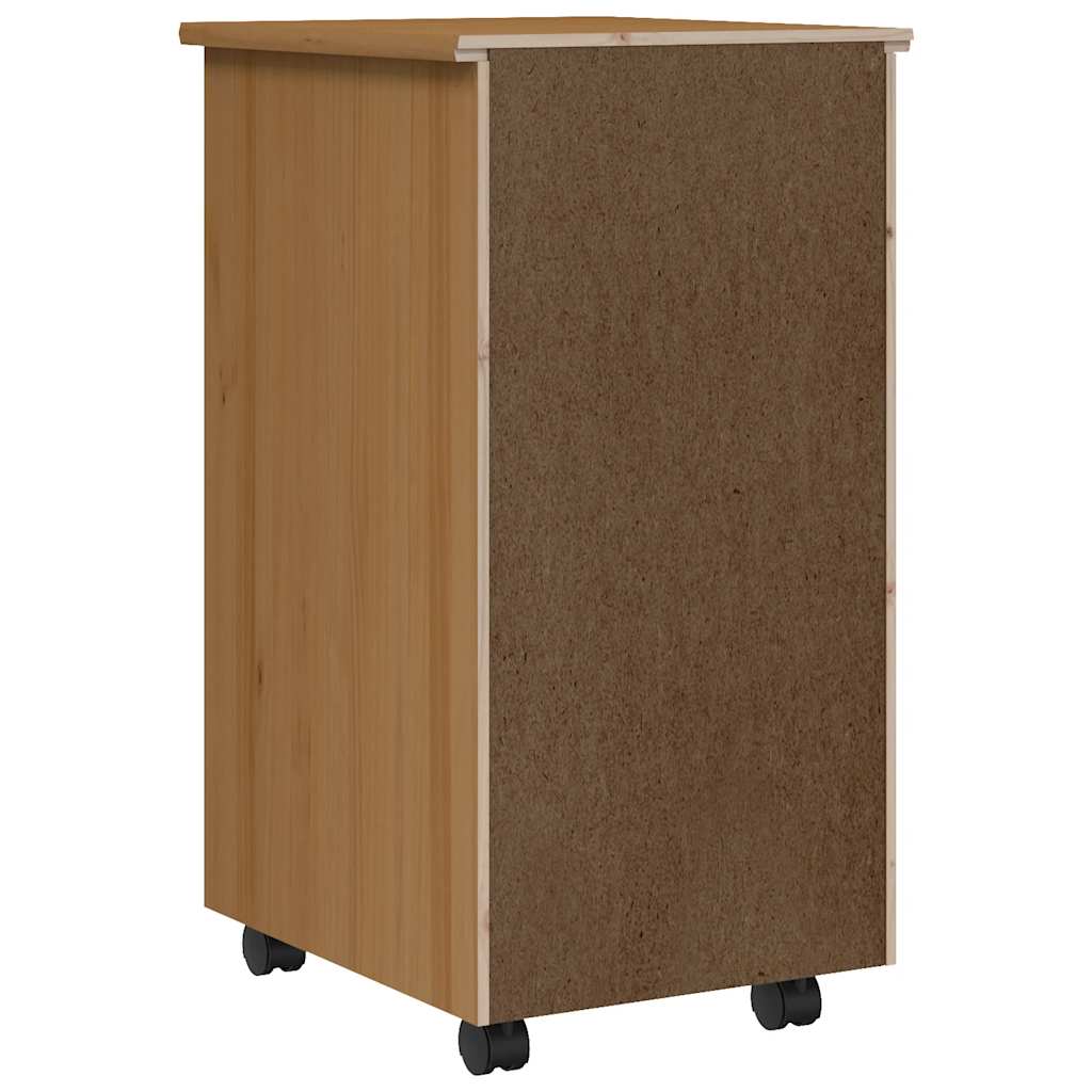 Rolling Cabinet with Drawers "MOSS" Honey Brown Solid Wood Pine, image 6