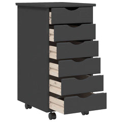 vidaXL Rolling Cabinet with Drawers "MOSS" Grey Solid Wood Pine 4