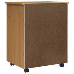 Rolling Cabinet with Drawers "MOSS" Honey Brown Solid Wood Pine, image 6
