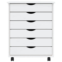 Rolling Cabinet with Drawers "MOSS" White Solid Wood Pine, image 5