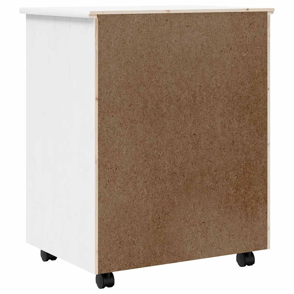 Rolling Cabinet with Drawers "MOSS" White Solid Wood Pine, image 6