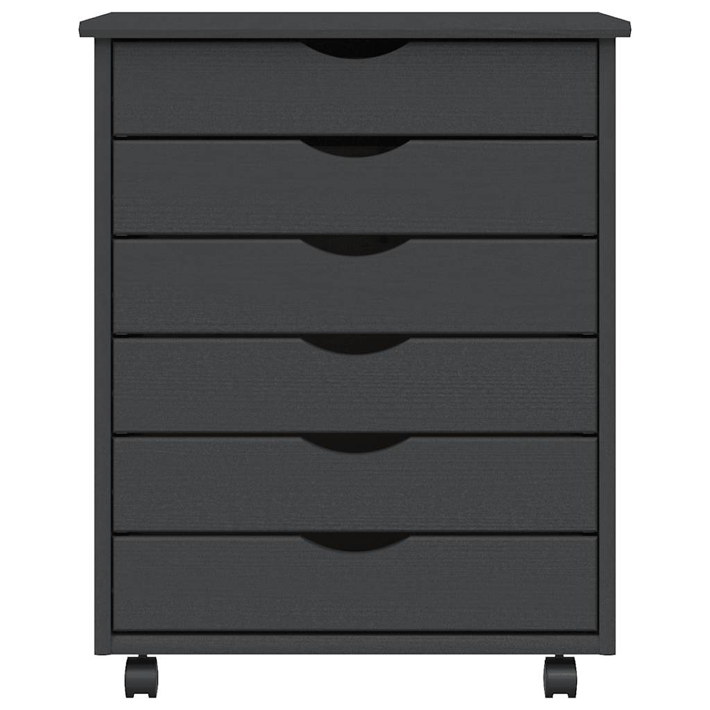 Rolling Cabinet with Drawers "MOSS" Grey Solid Wood Pine, image 5