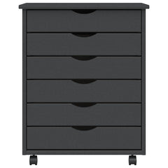 Rolling Cabinet with Drawers "MOSS" Grey Solid Wood Pine, image 5