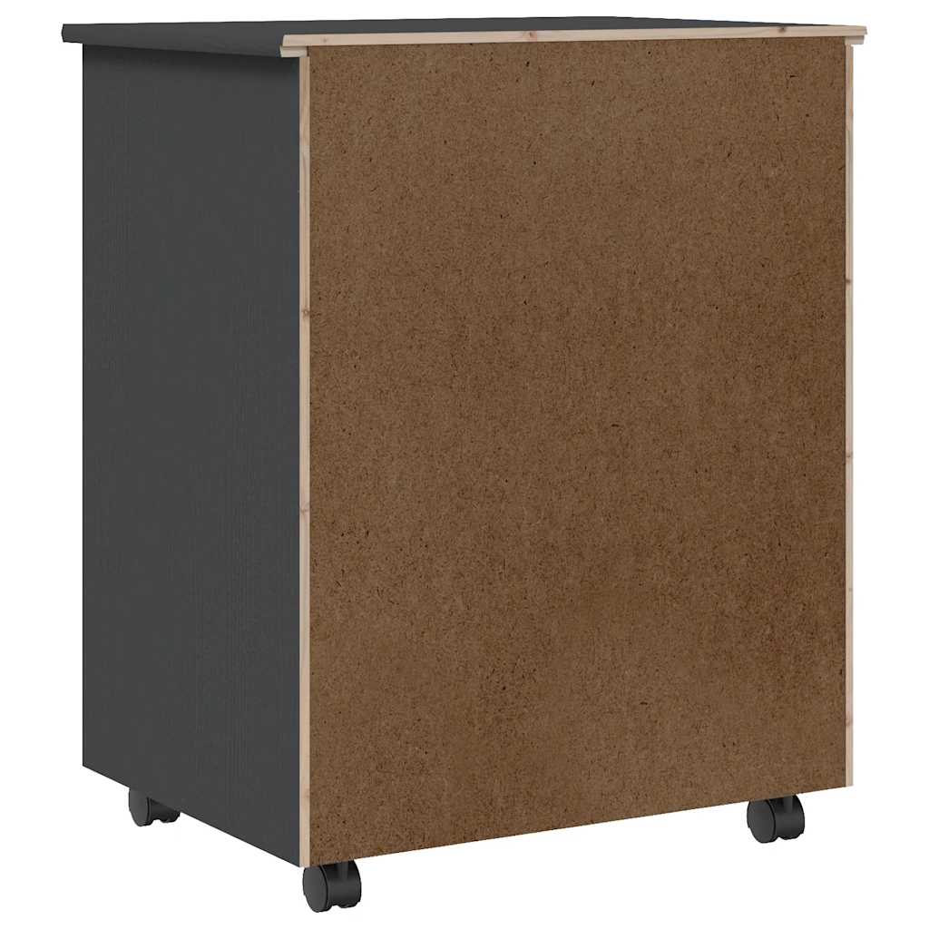 Rolling Cabinet with Drawers "MOSS" Grey Solid Wood Pine, image 6