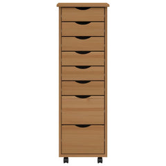 Rolling Cabinet with Drawers "MOSS" Honey Brown Solid Wood Pine, image 5