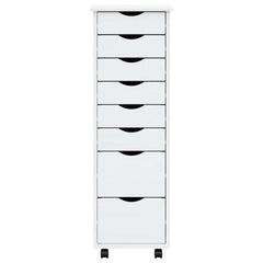 Rolling Cabinet with Drawers "MOSS" White Solid Wood Pine, image 5