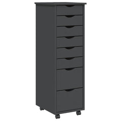 Rolling Cabinet with Drawers "MOSS" Grey Solid Wood Pine, image 2