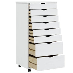 Rolling Cabinet with Drawers "MOSS" White Solid Wood Pine, image 4