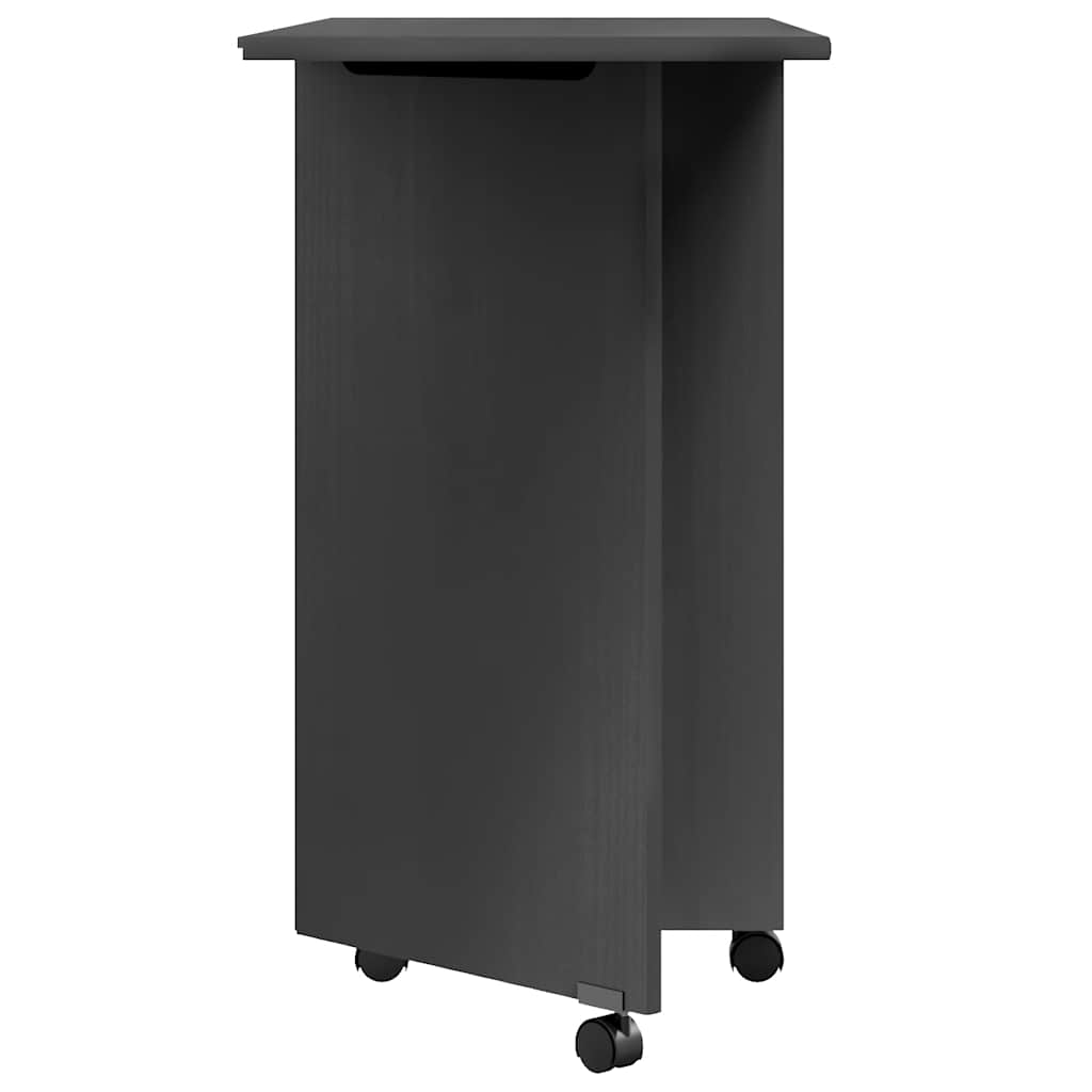 Rolling Cabinet with Desk "MOSS" Grey Solid Wood Pine, image 6