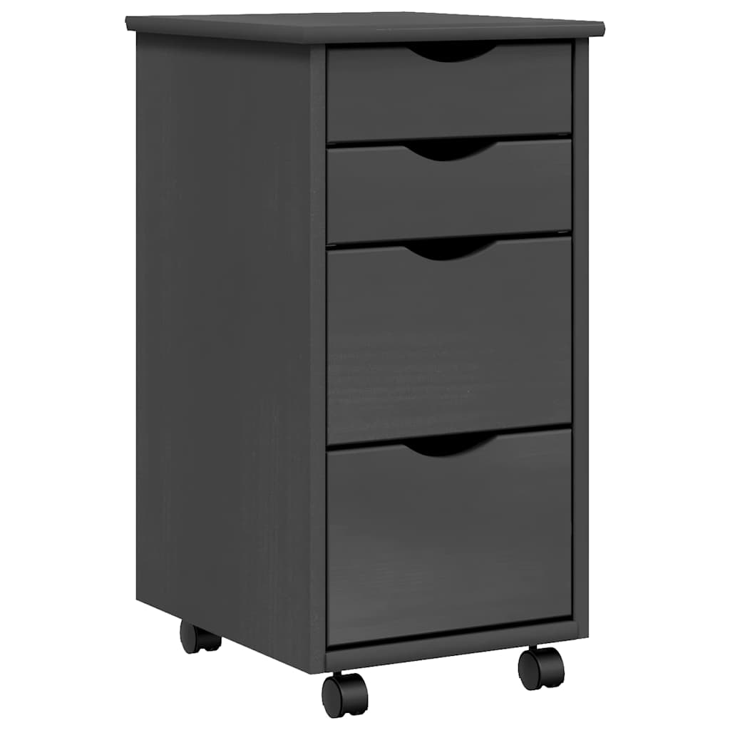 Rolling Cabinet with Drawers "MOSS" Solid Wood Pine