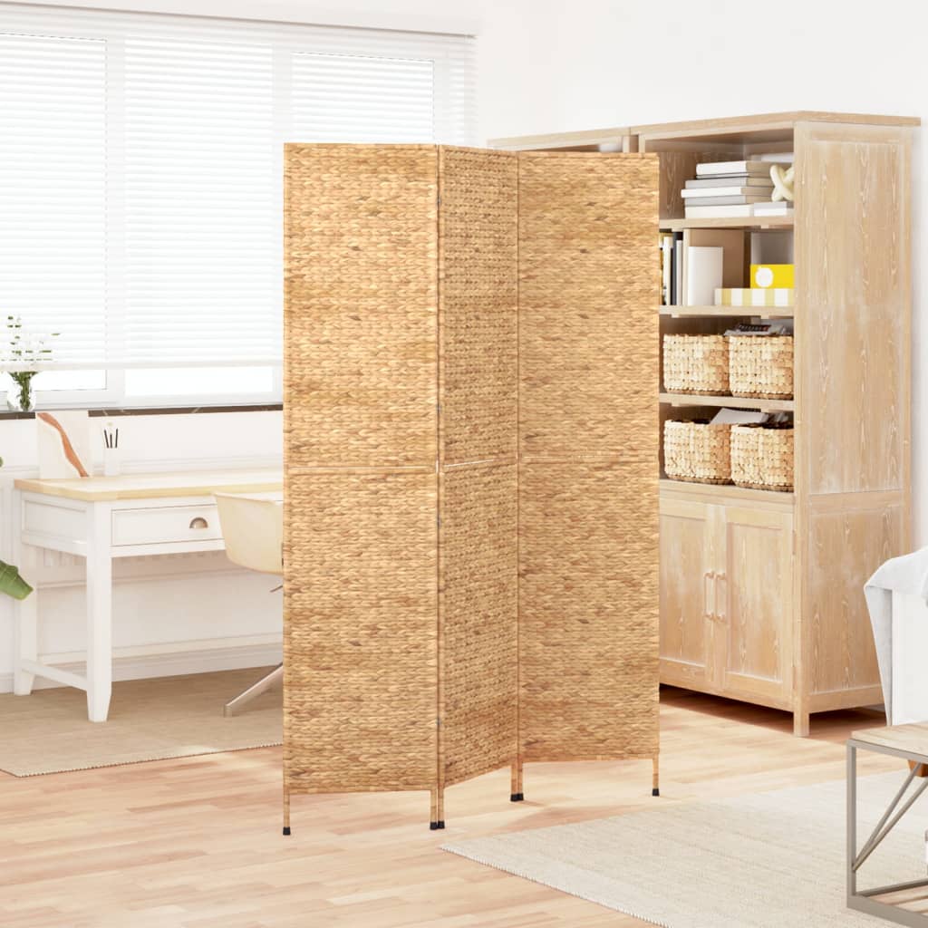 Room Divider 3-Panel Water Hyacinth Light brown 122 x 180 cm