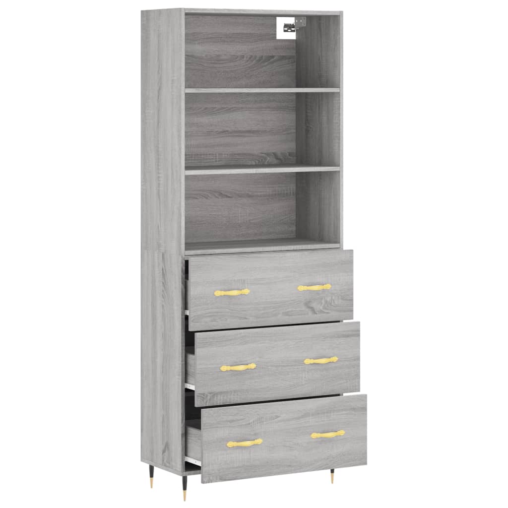 vidaXL Highboard Grey Sonoma 69,5x34x180 cm Engineered Wood 4