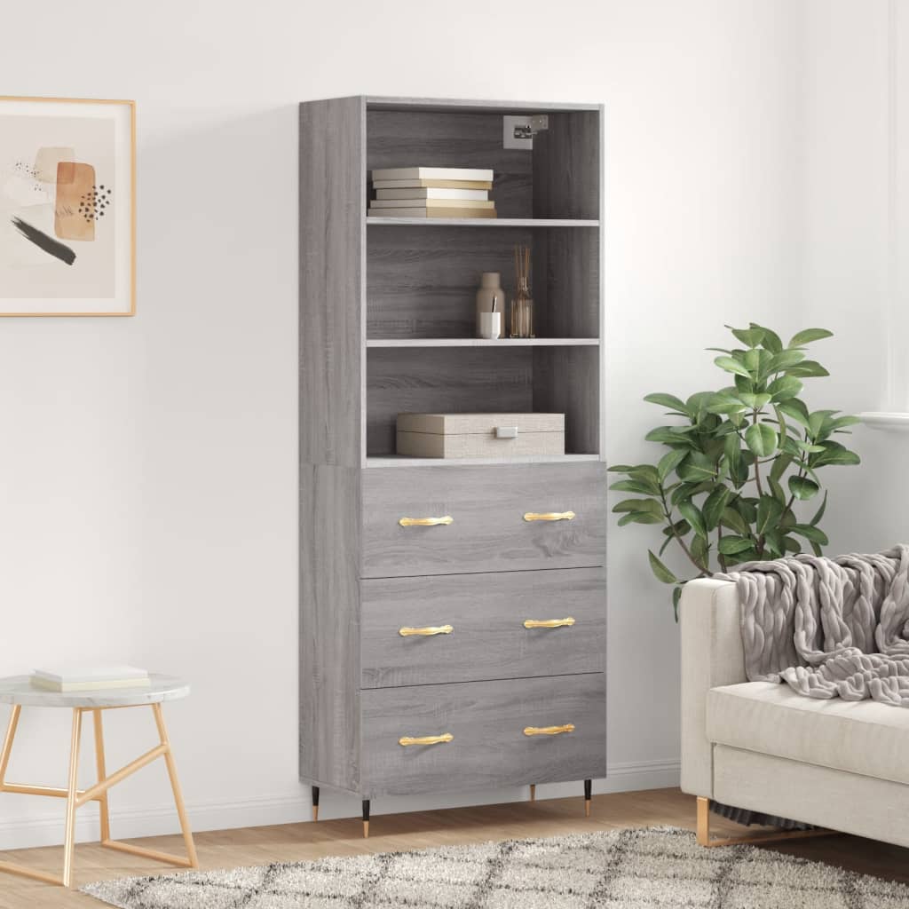 vidaXL Highboard Grey Sonoma 69,5x34x180 cm Engineered Wood 1