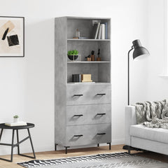 Highboard 69.5x34x180 cm Engineered Wood 3 Drawers Concrete grey