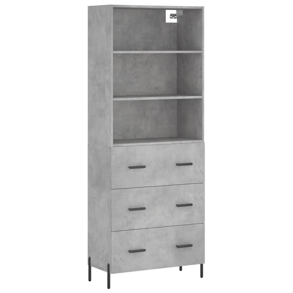vidaXL Highboard Concrete Grey 69,5x34x180 cm Engineered Wood 2
