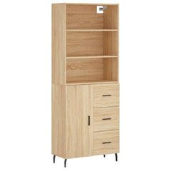 Highboard 69.5x34x180 cm Engineered Wood 1 Door 3 Drawers Sonoma oak