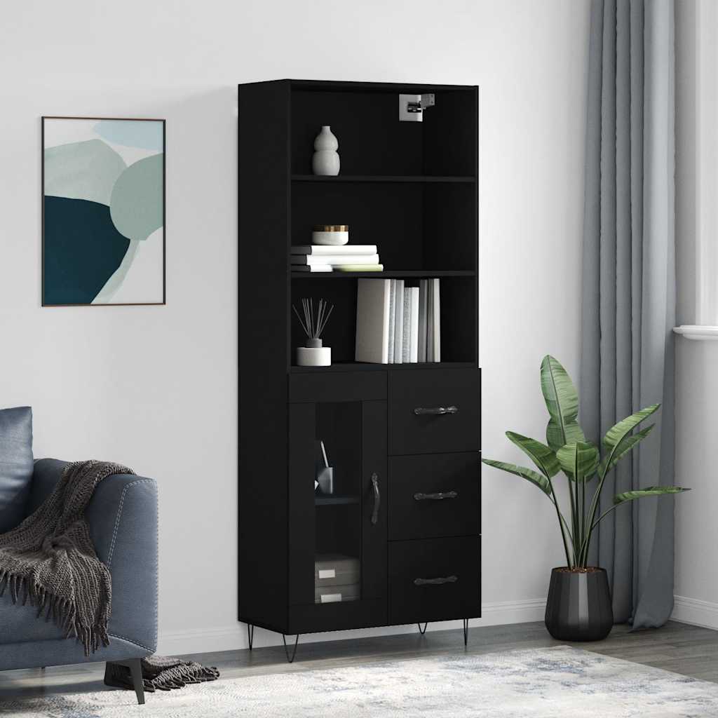 vidaXL Highboard Black 69,5x34x180 cm Engineered Wood 1