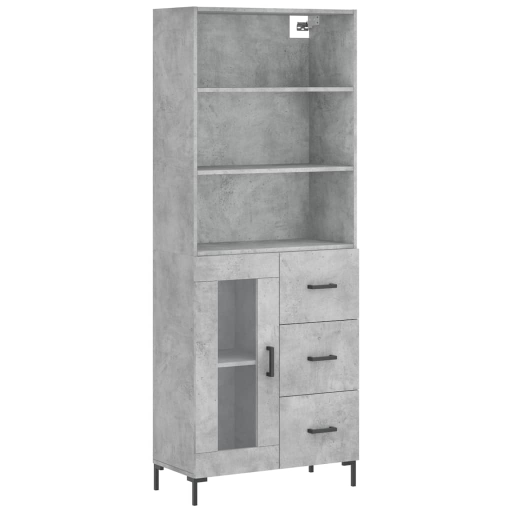 vidaXL Highboard Concrete Grey 69,5x34x180 cm Engineered Wood 2