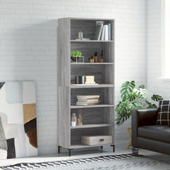 Highboard 69.5x32.5x180 cm Engineered Wood 3 Shelves Grey sonoma