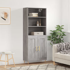 Highboard 69.5x34x180 cm Engineered Wood 2 Wood Doors Grey sonoma