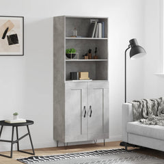 Highboard 69.5x34x180 cm Engineered Wood 2 Wood Doors Concrete grey