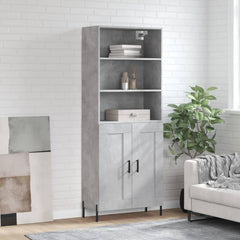 Highboard 69.5x34x180 cm Engineered Wood 2 Wood Doors Concrete grey