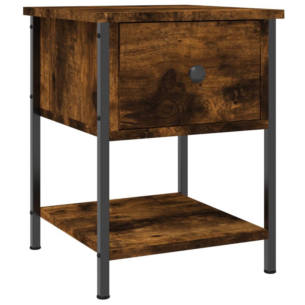 vidaXL Bedside Table Smoked Oak 34x35.5x45 cm Engineered Wood 2