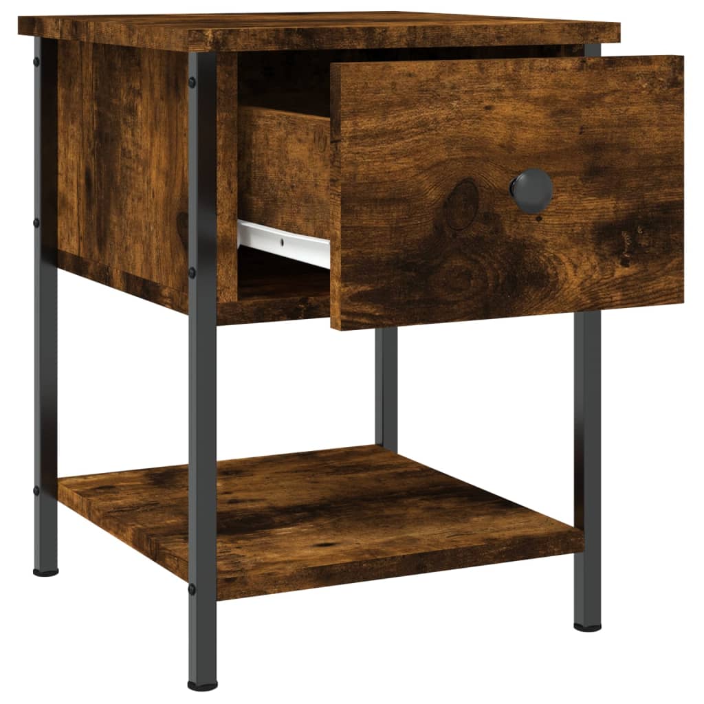 vidaXL Bedside Table Smoked Oak 34x35.5x45 cm Engineered Wood 5
