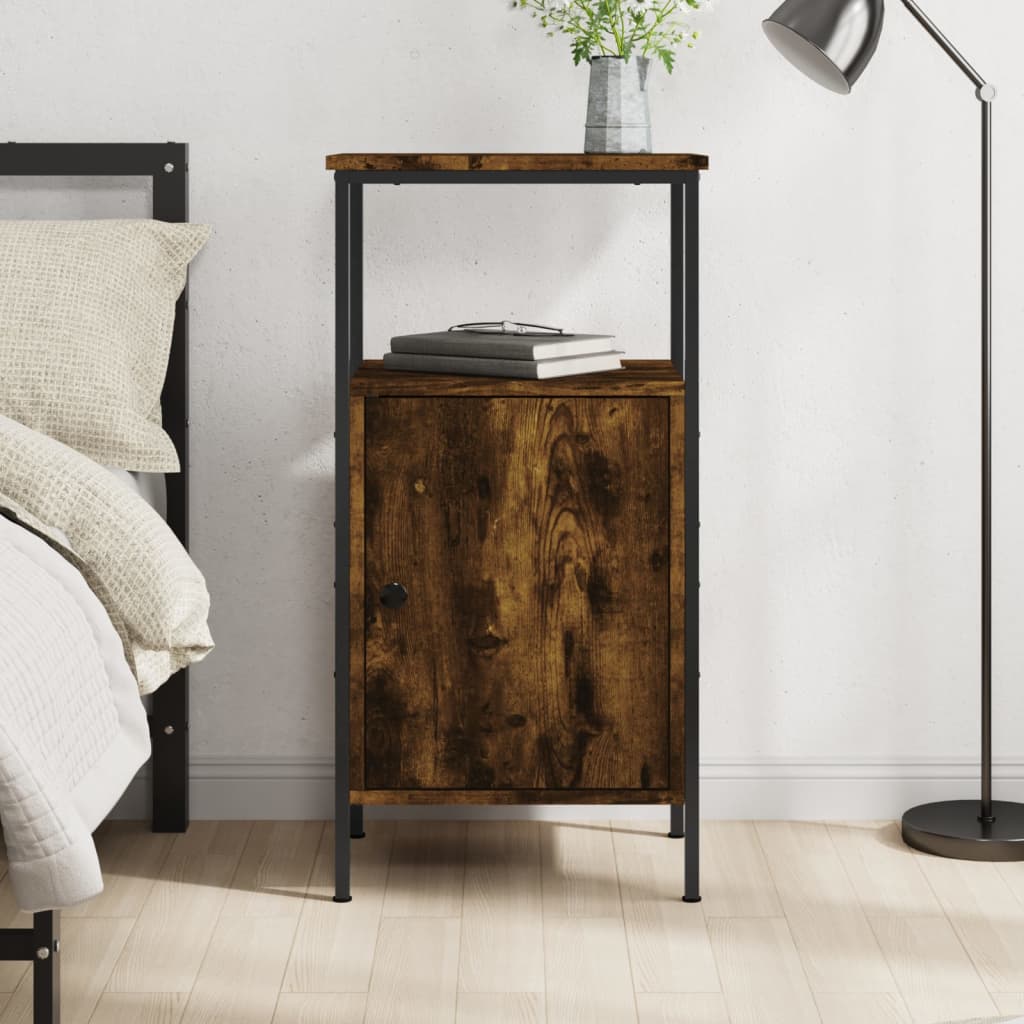 vidaXL Bedside Cabinet Smoked Oak 41x31x80 cm Engineered Wood 1