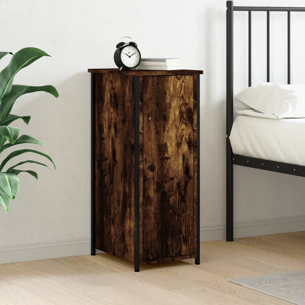 vidaXL Bedside Cabinet Smoked Oak 32x42x80 cm Engineered Wood 1
