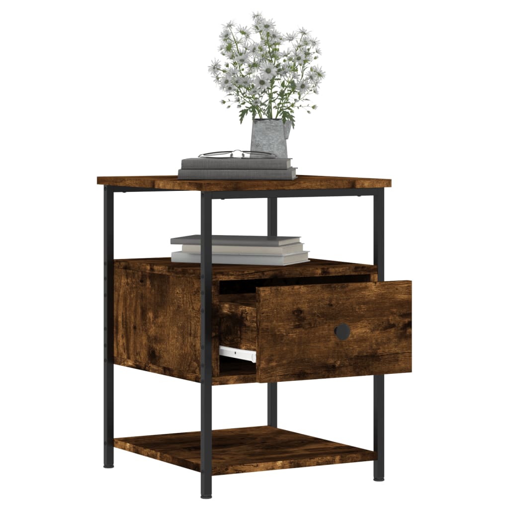 vidaXL Bedside Cabinet Smoked Oak 40x42x56 cm Engineered Wood 4