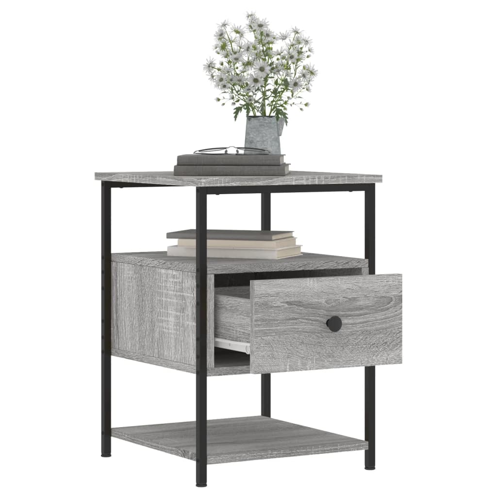 vidaXL Bedside Cabinet Grey Sonoma 40x42x56 cm Engineered Wood 4