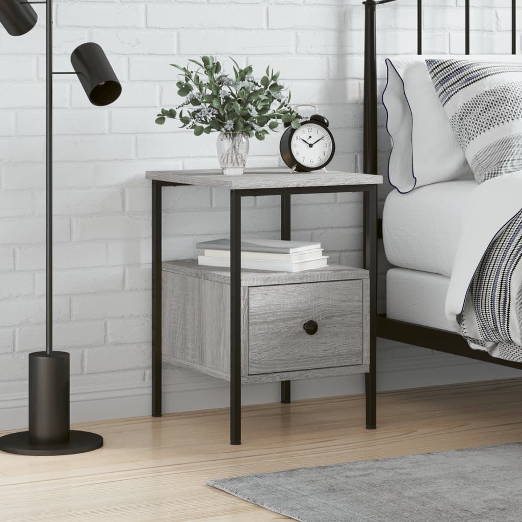 vidaXL Bedside Cabinet Grey Sonoma 34x36x50 cm Engineered Wood 1