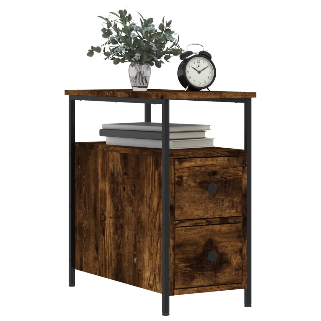 vidaXL Bedside Cabinets 2 pcs Smoked Oak 30x60x60 cm Engineered Wood 3