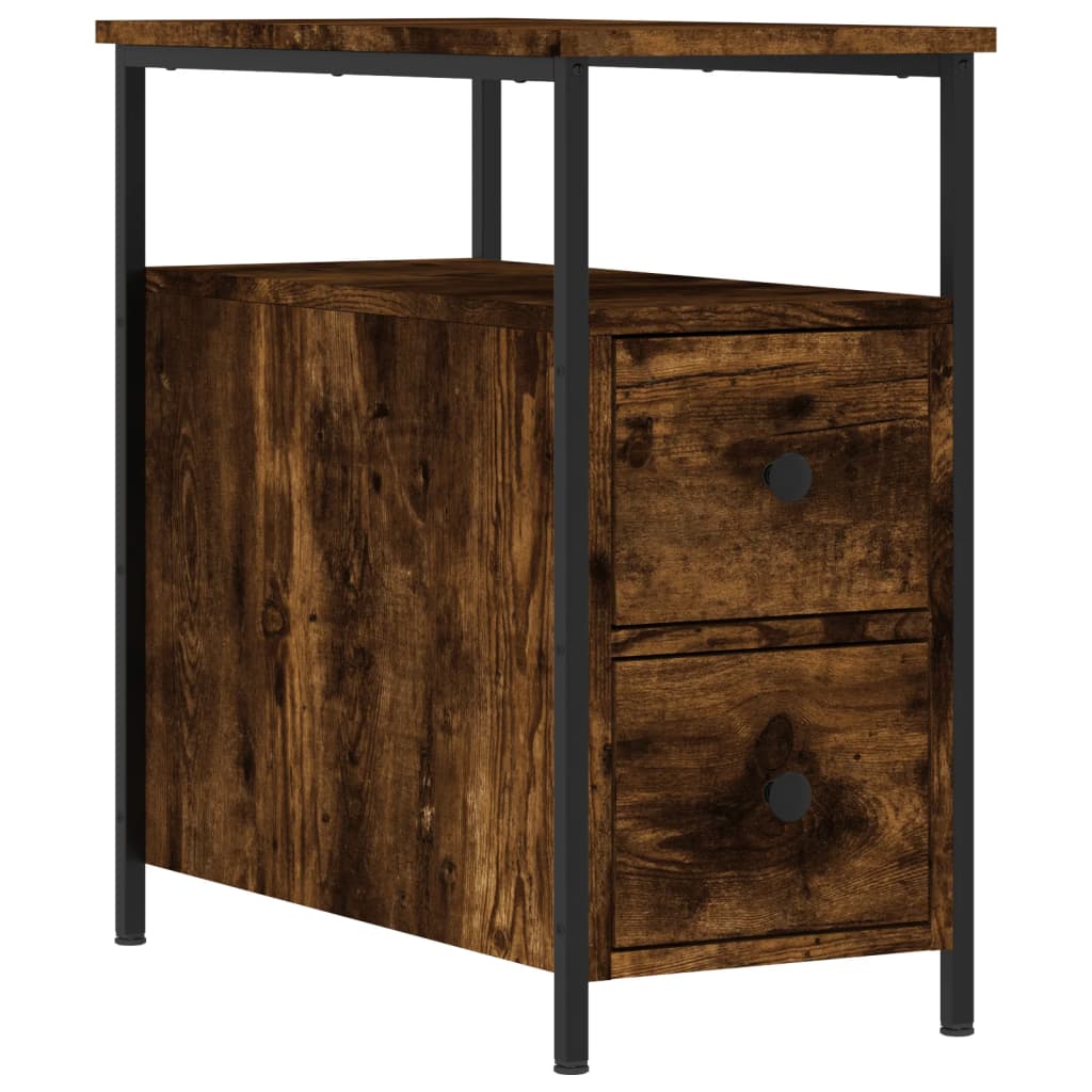 vidaXL Bedside Cabinets 2 pcs Smoked Oak 30x60x60 cm Engineered Wood 5