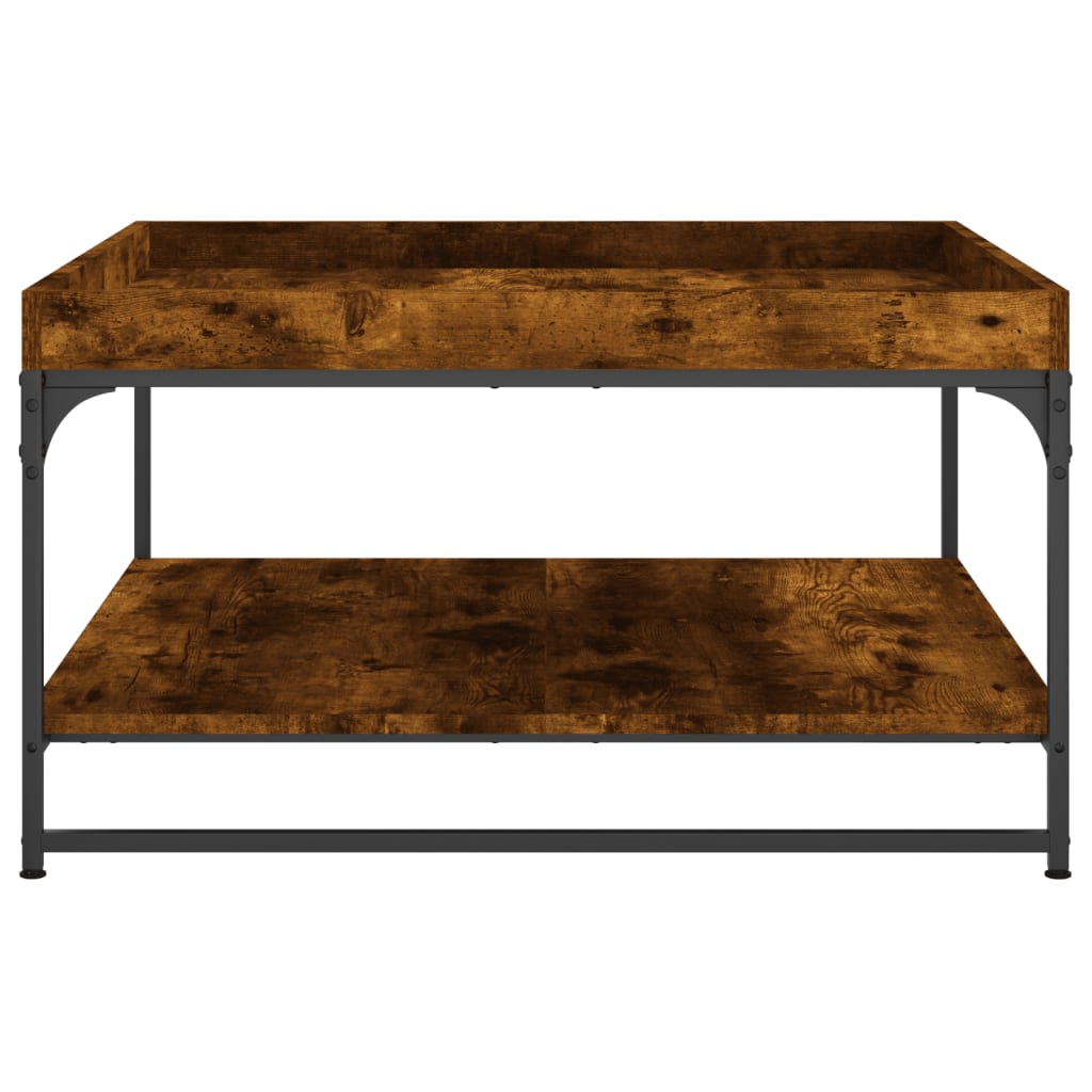 vidaXL Coffee Table Smoked Oak 80x80x45 cm Engineered Wood and Iron 5