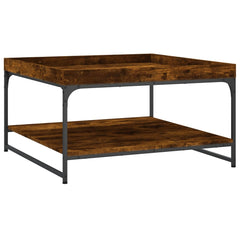 vidaXL Coffee Table Smoked Oak 80x80x45 cm Engineered Wood and Iron 6