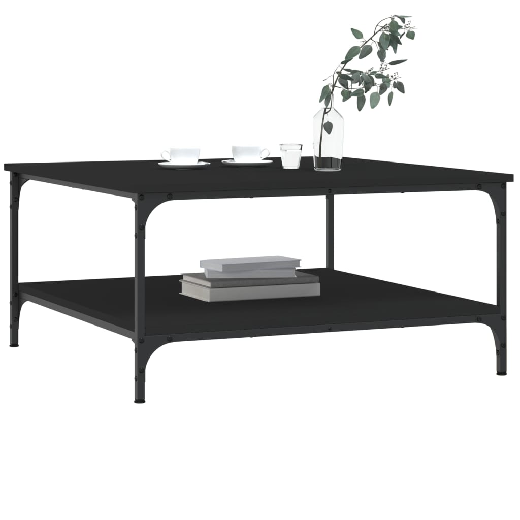 vidaXL Coffee Table Black 80x80x40 cm Engineered Wood 3