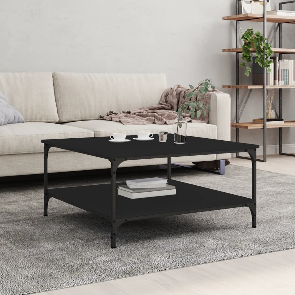 vidaXL Coffee Table Black 80x80x40 cm Engineered Wood 1