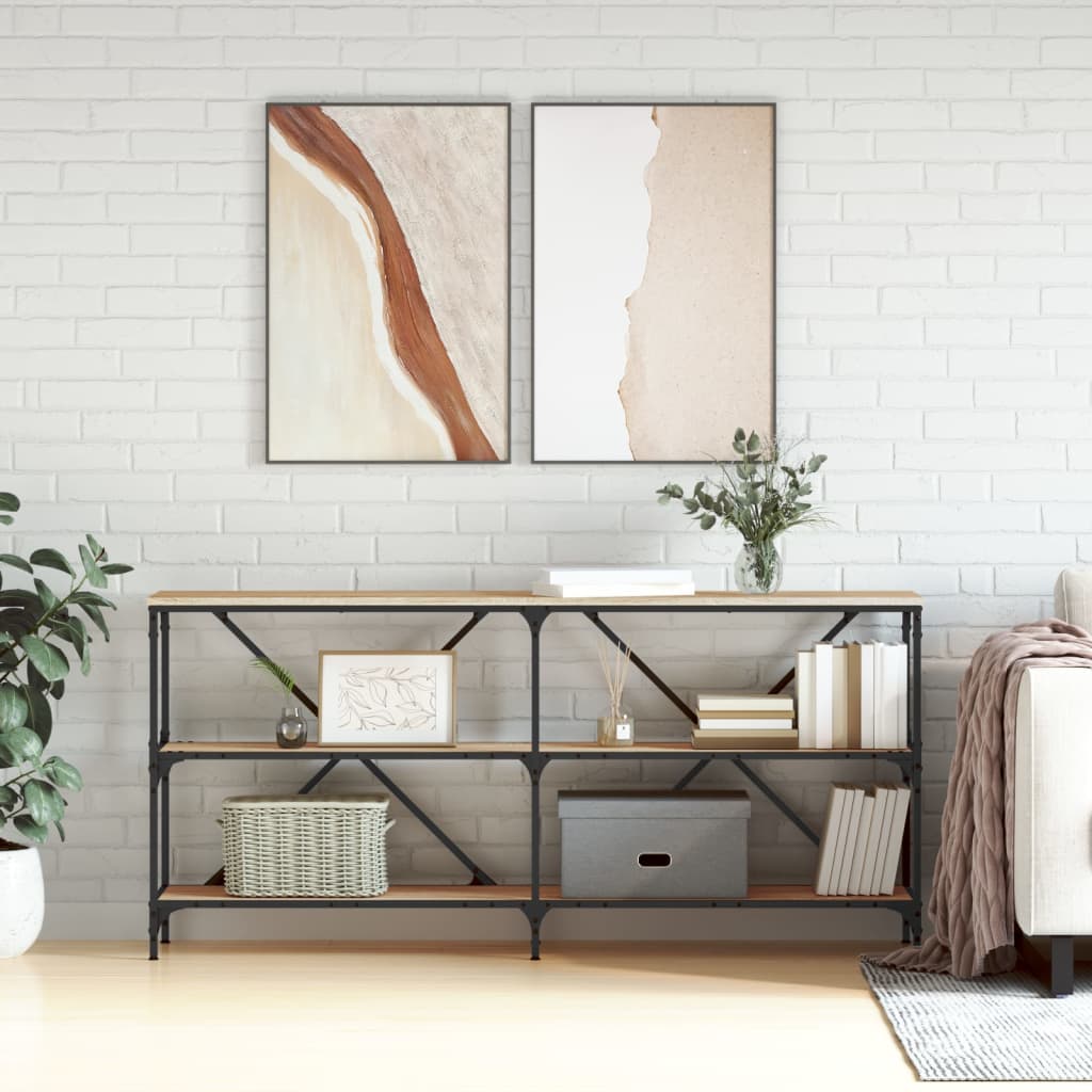 Console Table 160x30x75 cm Engineered Wood and Iron Sonoma oak