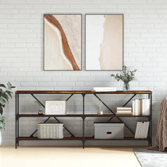 Console Table 180x30x75 cm Engineered Wood and Iron Smoked oak