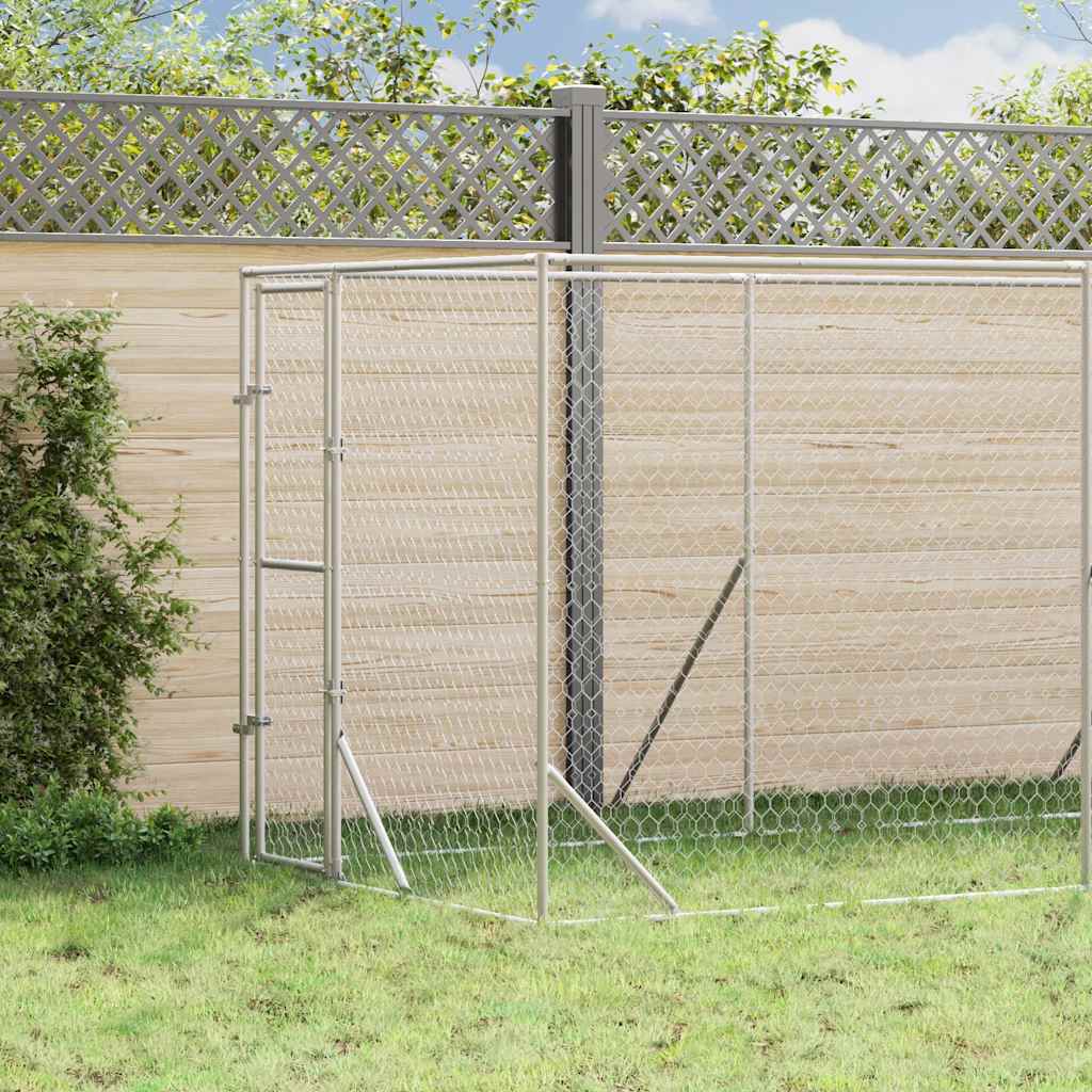Outdoor Dog Kennel Silver Galvanised Steel 2 m 10 m
