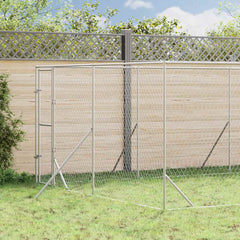 Outdoor Dog Kennel Silver Galvanised Steel 4 m 12 m