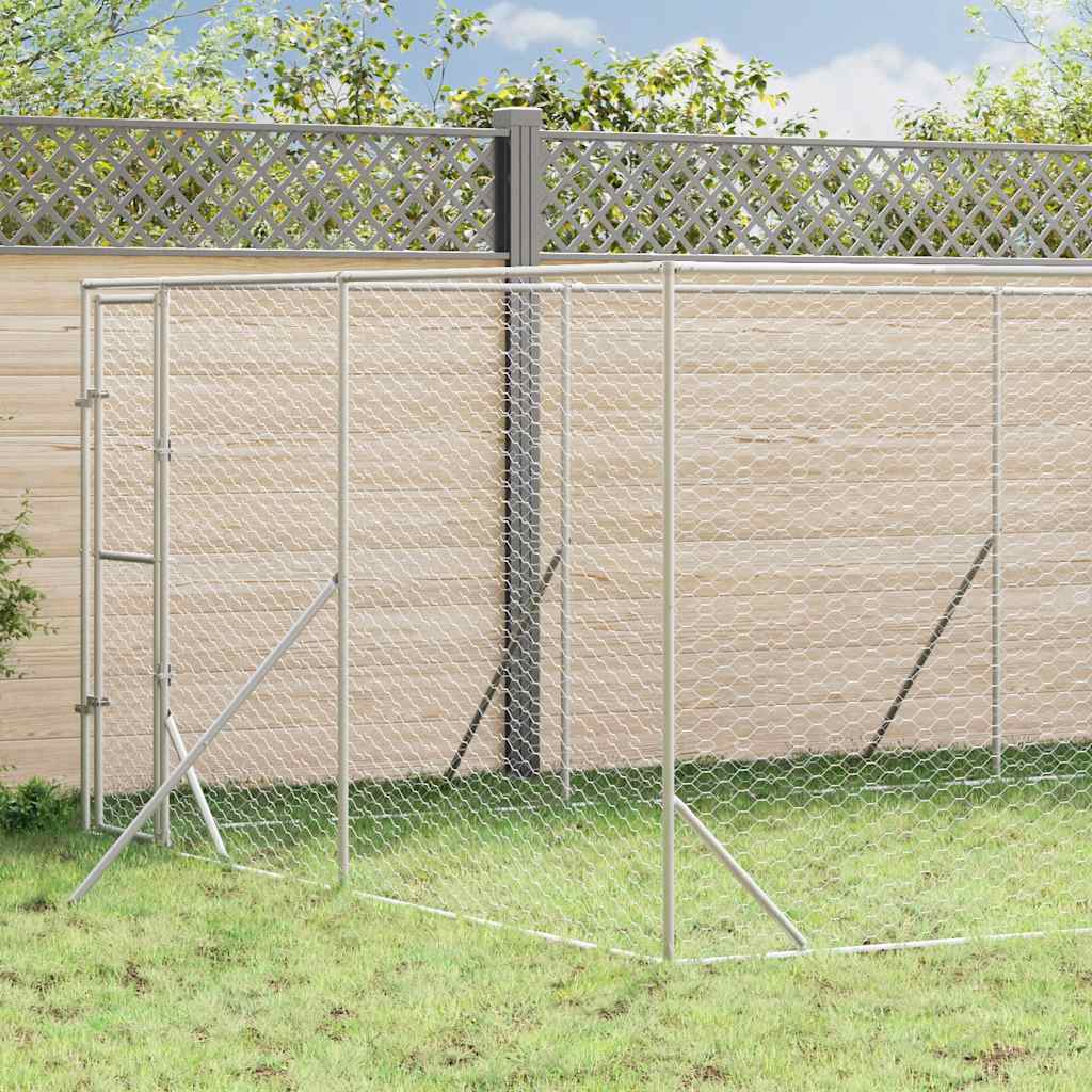 Outdoor Dog Kennel Silver Galvanised Steel 4 m 16 m
