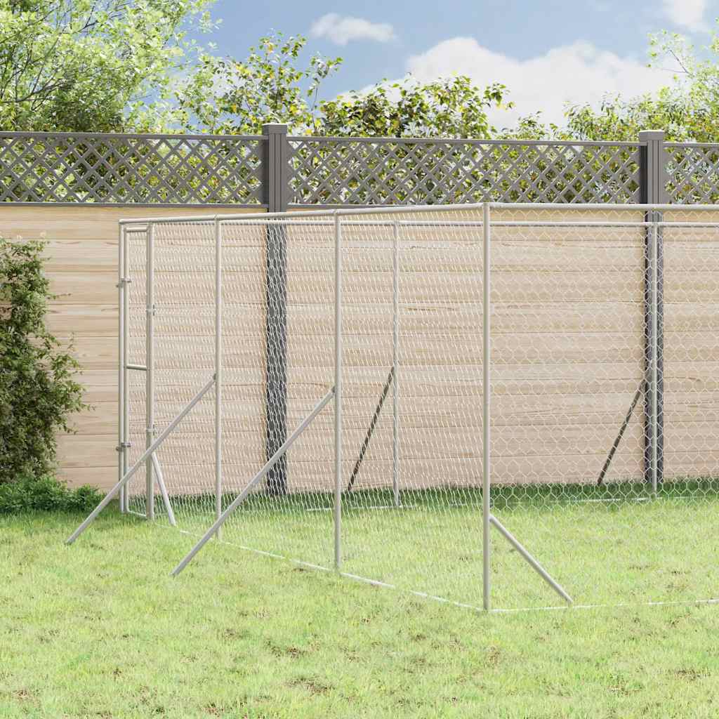 Outdoor Dog Kennel Silver Galvanised Steel 6 m 10 m