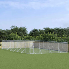 Outdoor Dog Kennel Silver Galvanised Steel 8 m 16 m